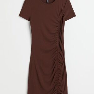 Elegant Brown Ruched Dress by Divided H&M Sz XS